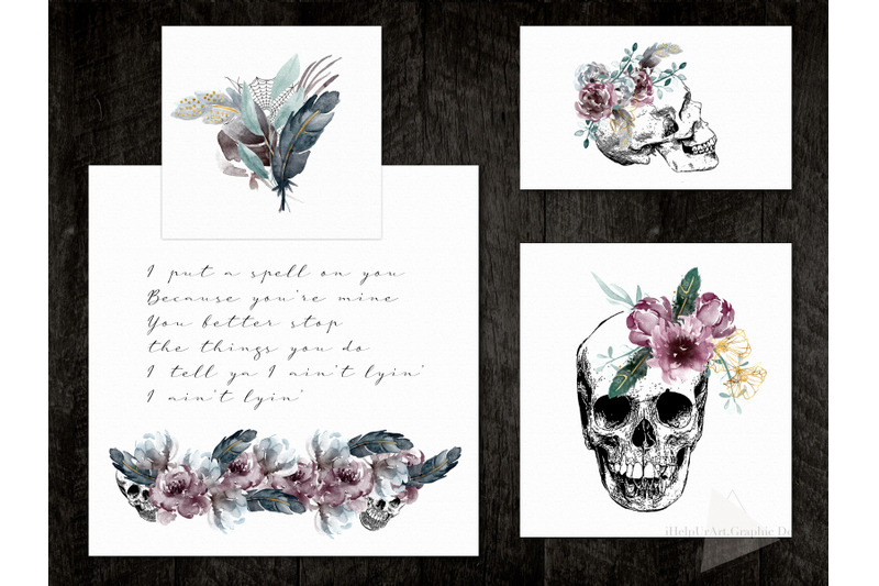 halloween-design-bundle-skulls-and-flowers-clipart