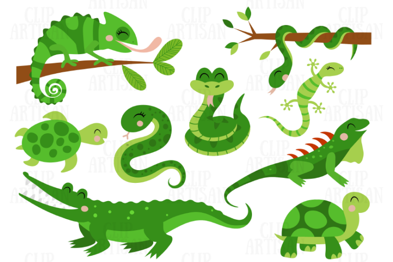 reptiles-clipart-chameleon-crocodile-lizard-snake-turtle