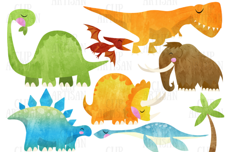 watercolor-dinosaur-clipart-prehistoric-animal-clip-art