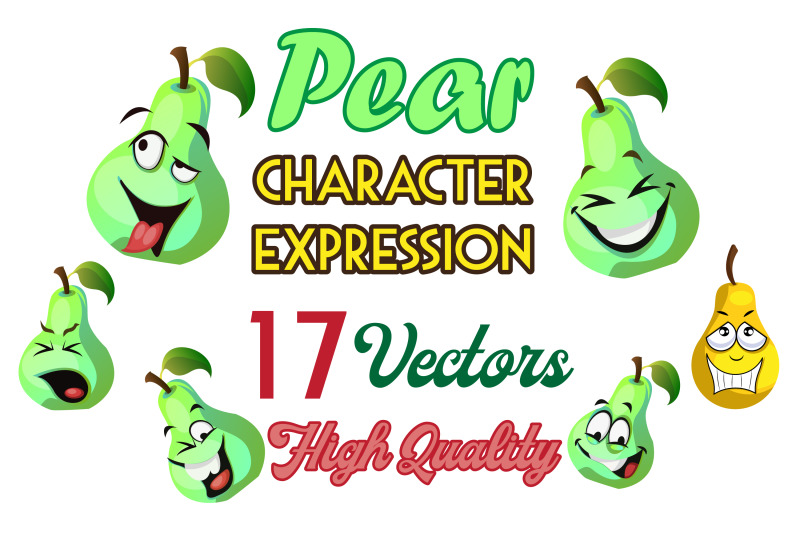 17x-pear-character-expression-illustrations