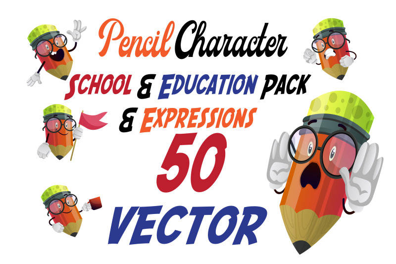 50x-pencil-character-school-and-education-pack-expressions-illustratio