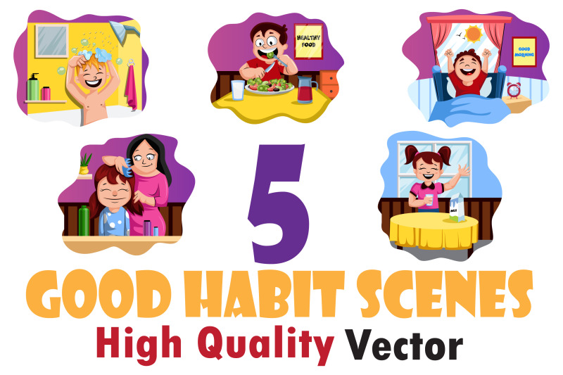 5x-good-habit-scenes-illustrations