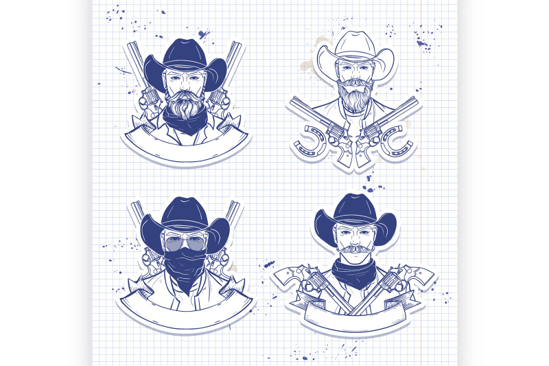 hand-drawn-sketch-cowboy-set