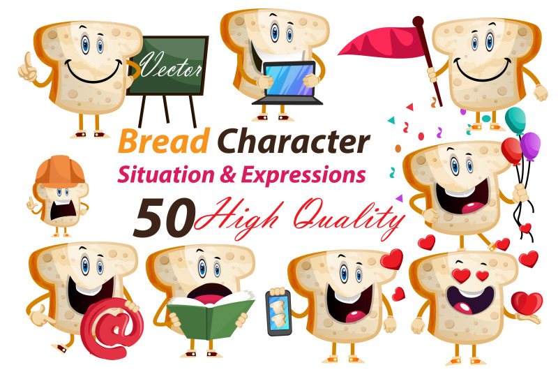 50x-bread-character-expression-illustrations