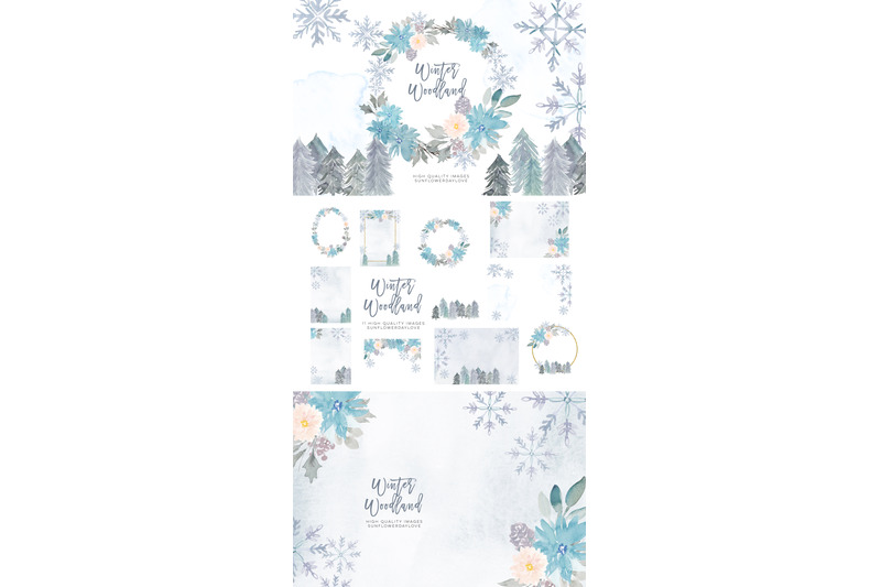woodland-winter-clipart-frame-snow-holiday-gold-frames