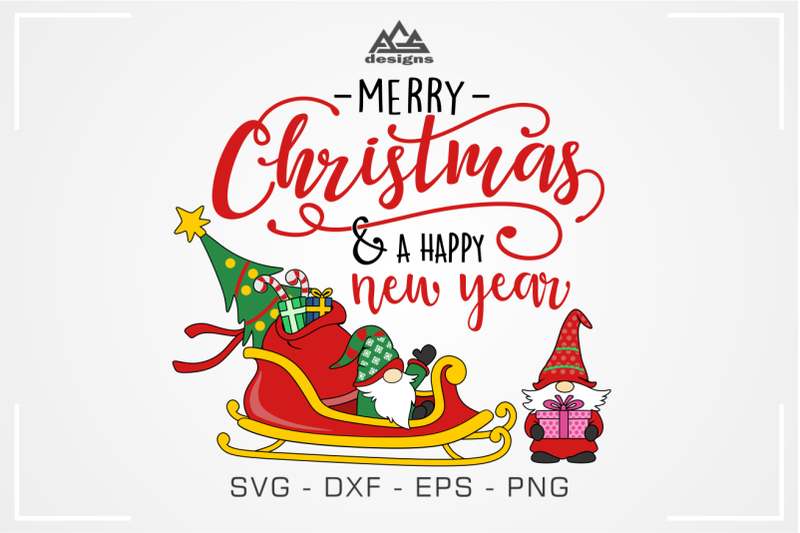 gnome-red-sleigh-christmas-svg-design