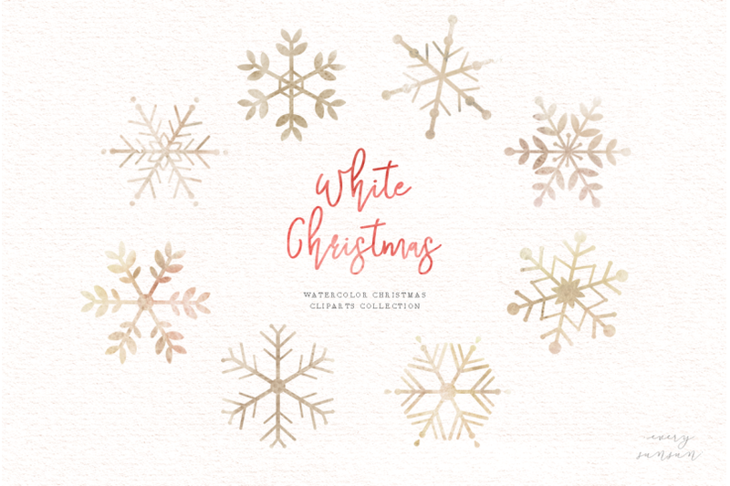 white-christmas-watercolor-clip-arts