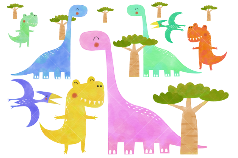 watercolor-dinosaur-clipart-prehistoric-dinosaurs