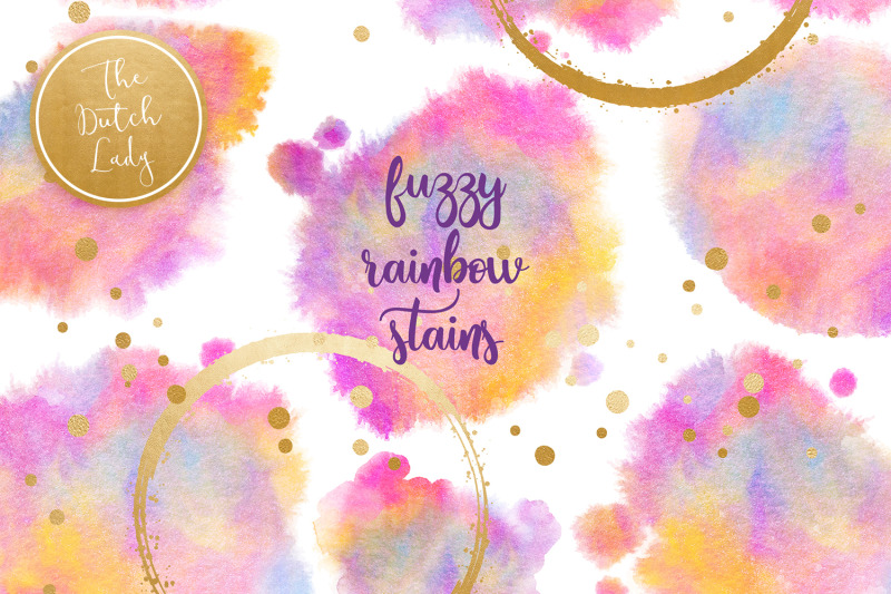 rainbow-fuzzy-ink-stain-clipart-set