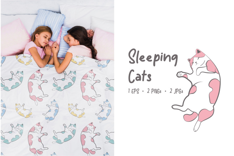sleeping-cats-pet-tern-1-cute-sleeping-cats-patterns-eps-jpg-png