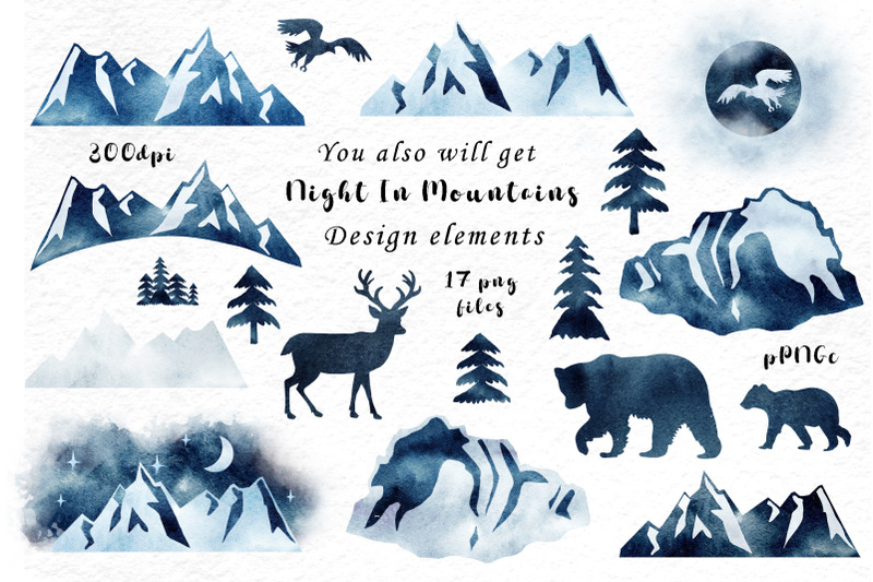 watercolor-night-in-mountains-clipart