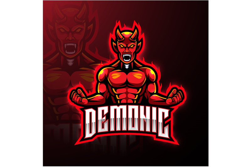 Angry Red devil esport mascot logo design By Visink | TheHungryJPEG.com