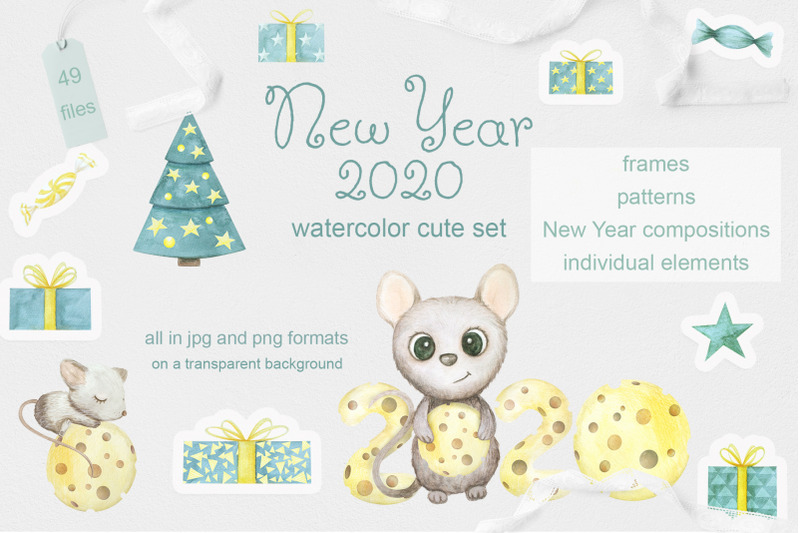 mouse-new-year-2020-watercolor-set