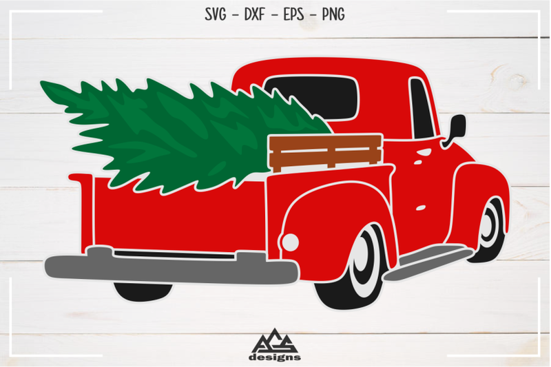 Download Vintage Christmas Red Truck Packs Svg Design By AgsDesign ...