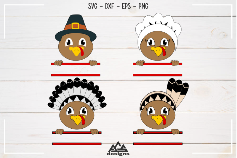turkey-pilgrim-thanksgiving-split-frame-svg-design