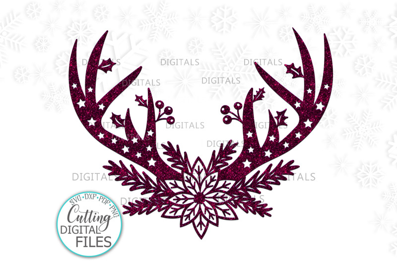 poinsettia-floral-christmas-deer-antlers-svg-cut-out-file