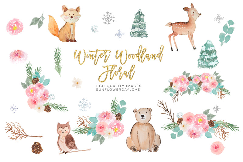 winter-woodland-animals-clipart-watercolor-forest-animals
