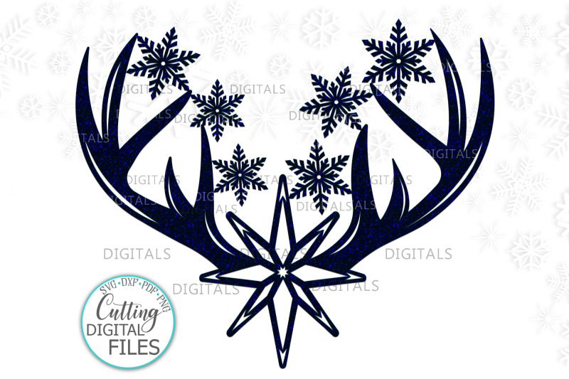 christmas-deer-antlers-with-star-and-snowflakes-svg-cut-out