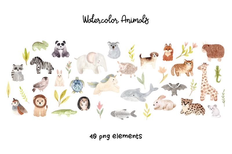 watercolor-animal-alphabet-cliparts-poster-and-patterns