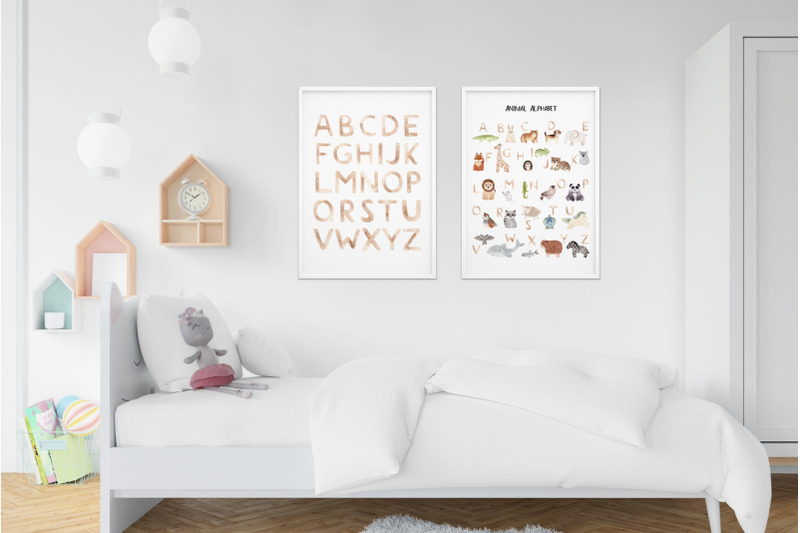watercolor-animal-alphabet-cliparts-poster-and-patterns