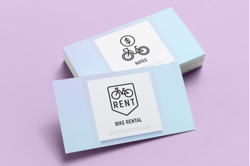 bike-rental-16-thin-line-icons-set