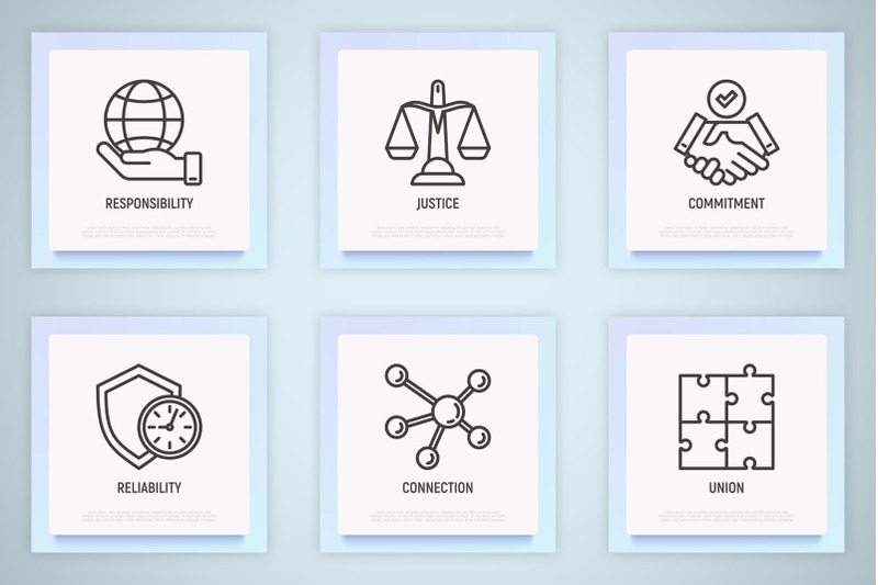 business-ethics-16-thin-line-icons-set