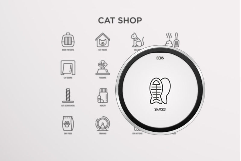 cat-shop-16-thin-line-icons-set