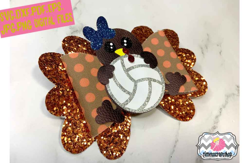 thanksgiving-turkey-volleyball-hair-bow-template-cheer-bow-svg-png