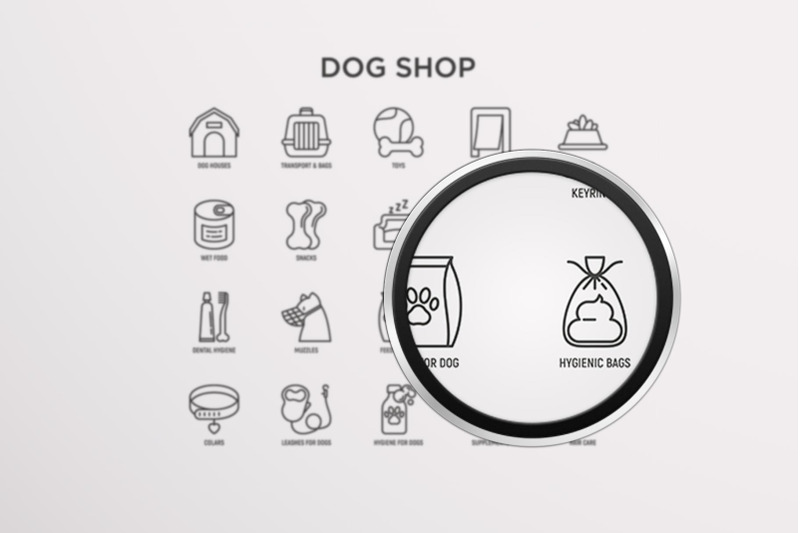 dog-shop-20-thin-line-icons-set