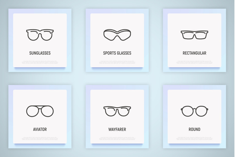 eyeglasses-16-thin-line-icons-set