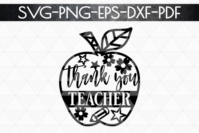 Download Thank You Teacher Paper Cut Template, School SVG, PDF, DXF ...