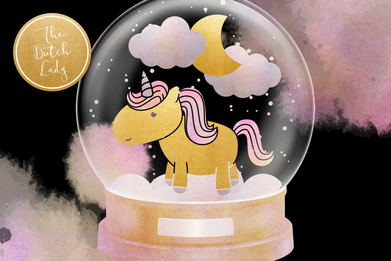 unicorns-amp-snowglobes-clipart-set