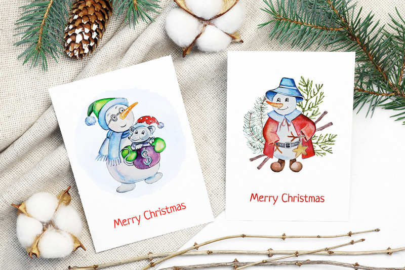 christmas-watercolor-characters-set