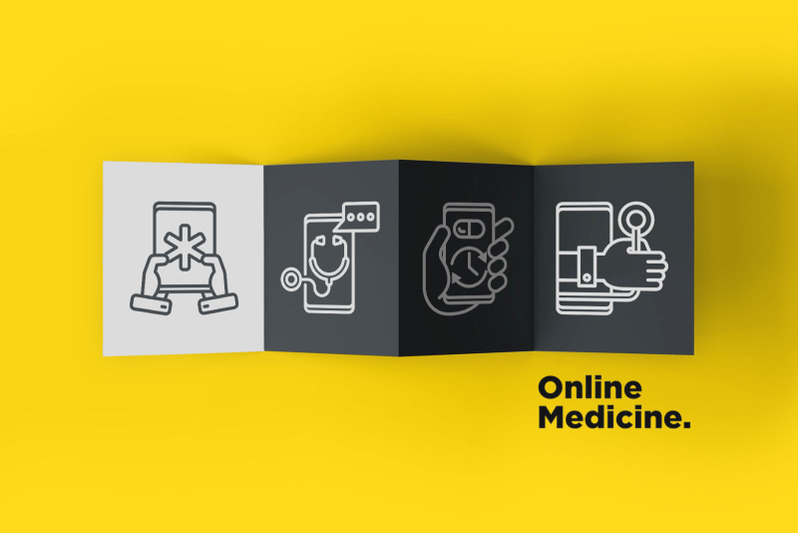 online-medicine-16-thin-line-icons-set