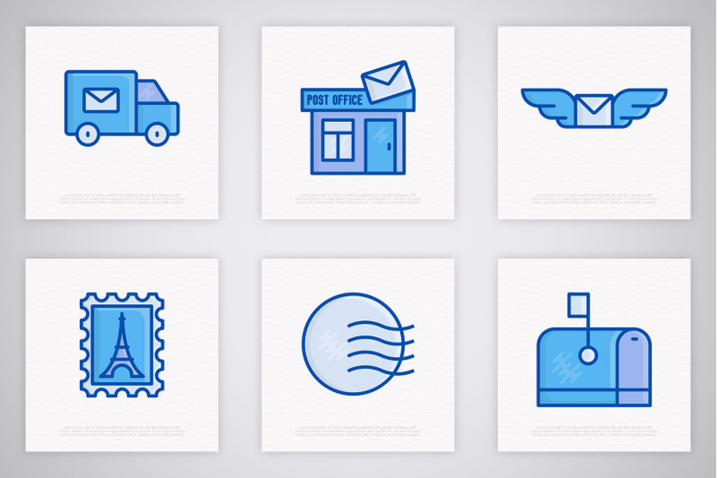 post-office-16-thin-line-icons-set