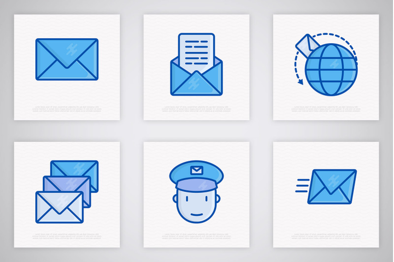 post-office-16-thin-line-icons-set