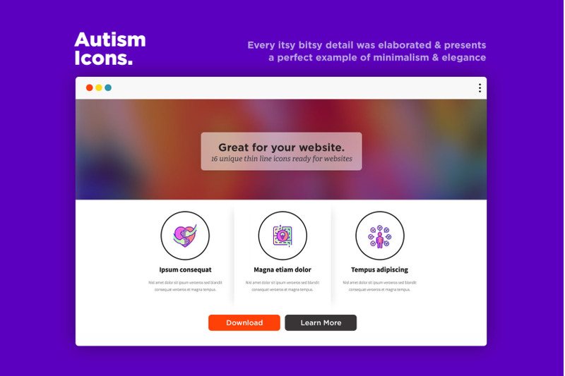 autism-16-thin-line-icons-set