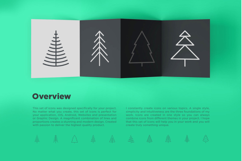 christmas-tree-16-thin-line-icons-set