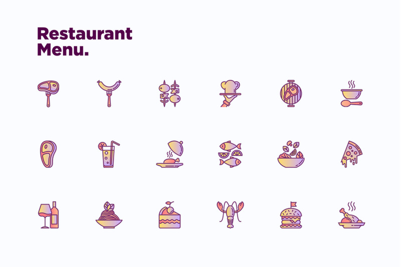 restaurant-menu-16-thin-line-icons-set