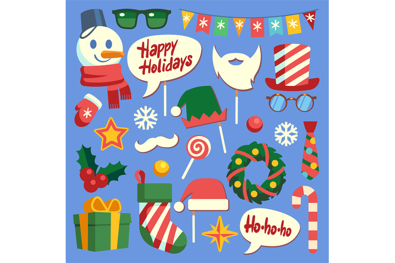 christmas-photo-booth-holiday-props-santa-hat-and-beard-glasses-and