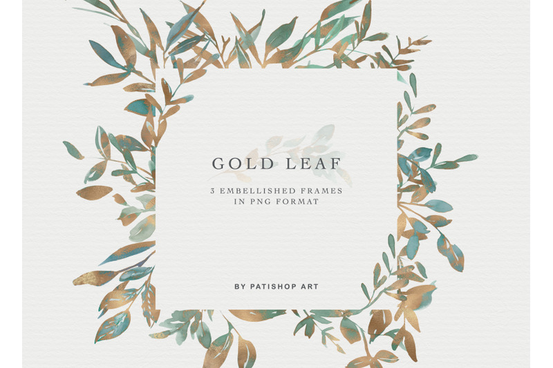 gold-leaf-watercolor-clipart-collection