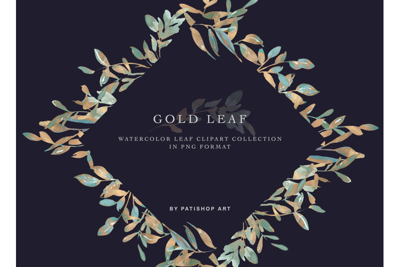 gold-leaf-watercolor-clipart-collection