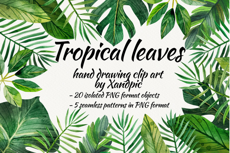 watercolor-tropical-leaves-clip-art-digital-drawing-tropical-leaves