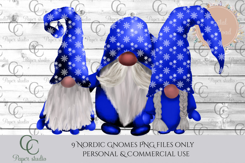 tomte-gnomes-christmas-snowflakes-blue