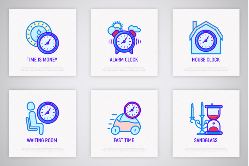 time-16-thin-line-icons-set