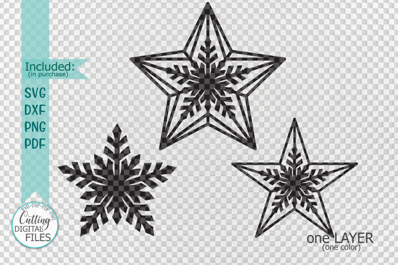 Christmas star set decoration for Christmas tree svg laser cut out By