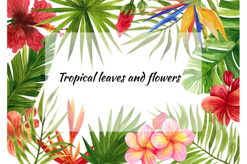watercolor-tropical-leaves-and-flowers-clip-art-digital-drawing-trop