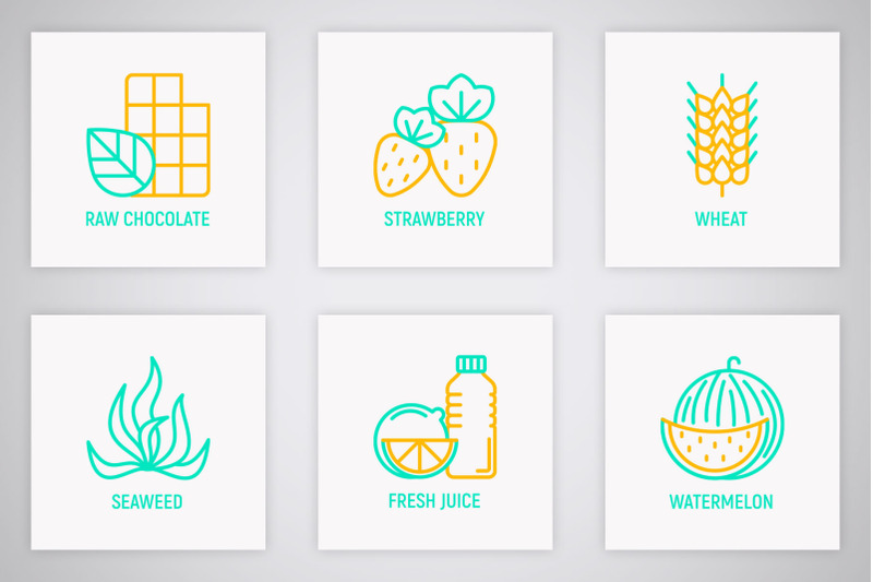 organic-products-16-thin-line-icons-set