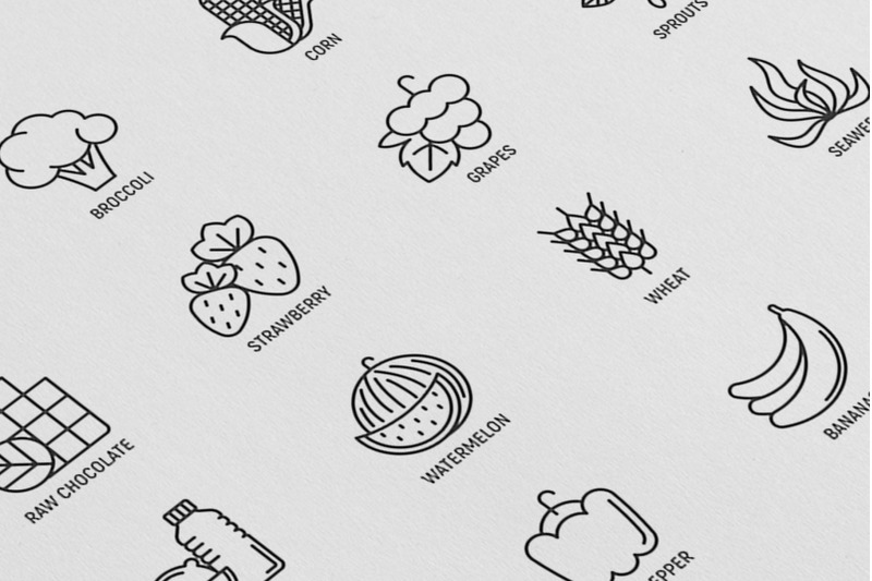 organic-products-16-thin-line-icons-set