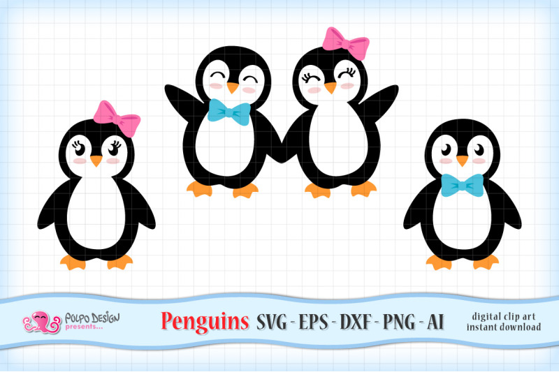 girl-and-boy-penguins-svg